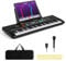 COSTWAY Keyboard Piano 61 Tasten, Digital Piano mit Ständer & Mikrofon & Tragetasche, E-Piano für Einsteiger, Klavier für Kinder Jungen und Erwachsene