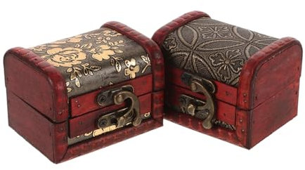 Milisten 2stücke Elegante Vintage Holzschatulle Mini Schmuckkästchen Für Schmuck Und Kleine Schätze Klassisches Chinesisches Design Für Aufbewahrung Von Truhen Und Kosmetik