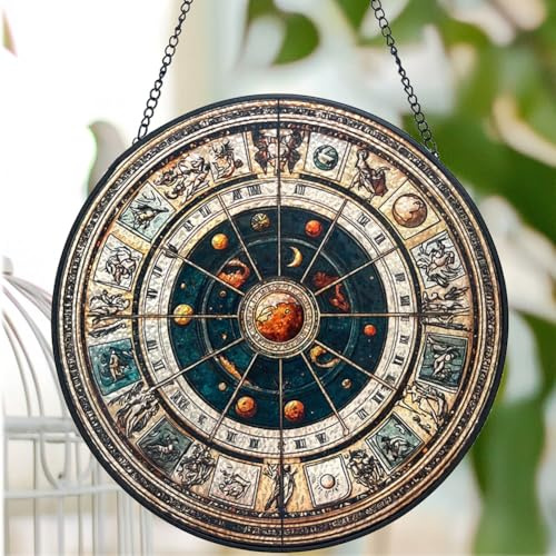 CCWORAN Buntglas-Fensterbehang, Sonnenfänger, Astrologie, Sternbild, Kristall, Weltraum, Sonnensystem, Astronomie, Geschenke, Jungen, Männer, Zuhause, Garten, Baumschmuck, Wandkunst, 20 cm