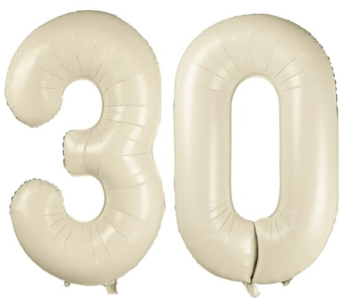 40 Zoll Creme Weiß Luftballon Zahlen 30 Creme Weiß Ballon 30. Geburtstag Deko Beige Folienballon Zahl 30 Riesenzahl Ballon 30 Party Hochzeit Kindergeburtstag Geburtstag Nummer 30