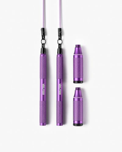 Velites Cyclone - Corda per saltare ultra leggera in alluminio | Purple | Giro a 360° con doppio cuscinetto | Ideale per doppio e triplo salto, crossover e WOD avanzati