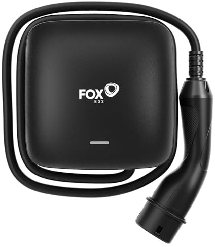 FoxESS Tipo 2 Wallbox 7,3 kW 1-fásico 230V, 6–32A Corriente de Carga Ajustable, Control a través de la App Mediante Wi-Fi, Grado de protección IP55 & IK08, gestión dinámica de Carga, Carga programada