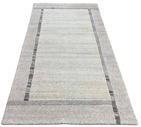 Rug Studios Teppich NEPAL NATUR - HANDGEKNÜPFT | Farbe: Silber-Grau | Größe: 90 x 160 cm | meliert | Vintagedesign | glamourös | Landhaus | Vintage | Modern | elegant | Wohnzimmer | Schlafzimmer | str