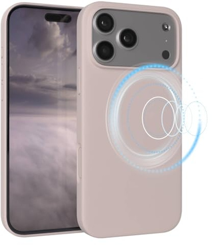 EAZY CASE Magnetische Silikon Hülle für iPhone 17 Pro Max - MagSafe-kompatibel, Premium-Liquid-Silikon, Stoßfest, Kameraschutz, Mikrofaser-Innenfutter, Slim Cover Handyhülle Bumper - Nude Rosa