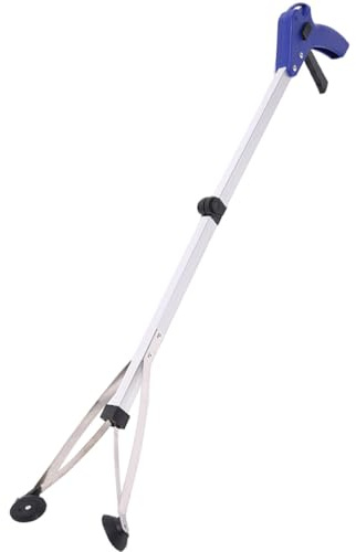 Luxshiny Aluminum Alloy Trash Picker Foldable Grabber with Long Handle for Gardening and Elderly Use White Litter Pick Up Tool