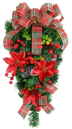 Umgedrehter Weihnachtsbaum, künstlicher Weihnachts Rattan, Wandbehang, Schleife, Rattan, Türdekoration, Dekorationen