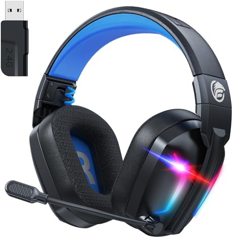 Fachixy Wireless Gaming Headset with Mic for PS5, PS4, PC, Switch & Mac | 2.4GHz & Bluetooth 5.4, 80-Hour Battery, Low Latency, 3D Stereo Sound, RGB Lighting, Foldable Design