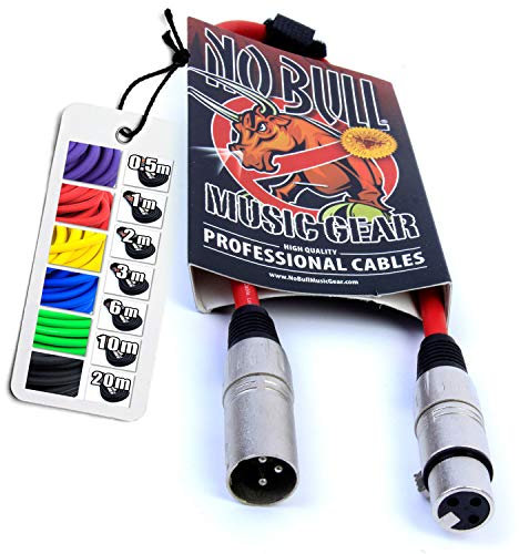 No Bull Nordell Music Gear' Premium XLR Cable (Red, 0.5m): Achieve a Clearer Audio Signal with Balanced Male to Female Microphone Lead, plus Cable Tie