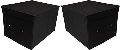 Neusu Premium Medium Foldable Storage Boxes, 40x30x25cm 30 Litres, 2 Pack Black