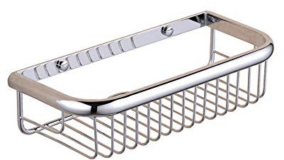 Beelee Massives Messingchrom Smedbo Duschkorb/Ablage für die Dusche Rechteckige Lagerung Duschkorb Gebürstet 30cm an der Wand montiert