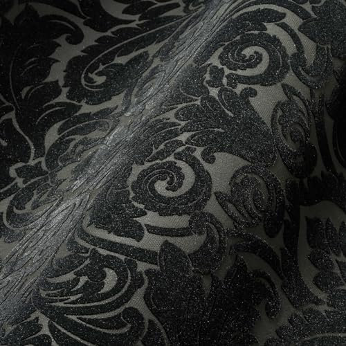 Architects Paper beflockte Vliestapete Castello Tapete Luxustapete klassisch neo-barock 10,05 m x 0,52 m rot schwarz Made in Germany 335836 33583-6