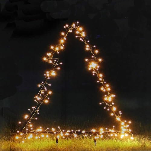 Gartenpirat Weihnachtsdeko Tanne 75 x 53 cm mit Erdspieß 150 LED warmweiß Timer-Funktion Außenbeleuchtung Lichterkette Weihnachten Figur