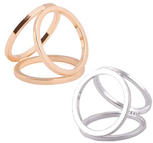 2PCS (Golden + Silver) Frauen-Dame-Mädchen-drei Ring-Art- und Weiseschal-Ring-Wölbungs-moderne einfache dreifache Dia-Schmuck-Silk Schal-Haken-Klipp-Kleidungs-Verpackungs-Halter
