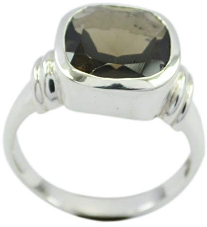 RIYO Suppiler 925er Sterling Silber ansprechender echter brauner Ring, Rauchquarz brauner Edelstein-Silberring