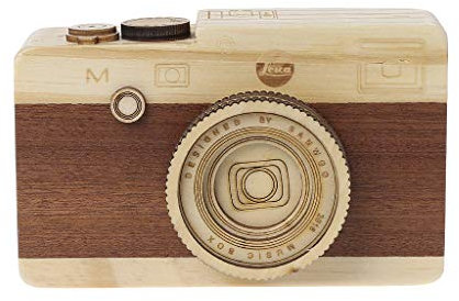 Haven shop Holz-Spieluhr, Retro-Kamera-Design, klassische Melodie für Geburtstag, Heimdekoration