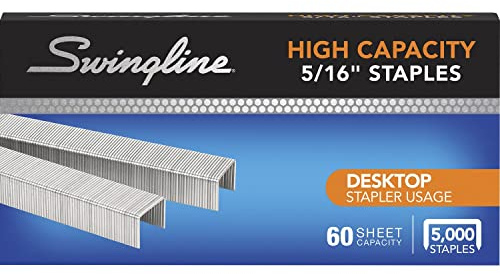 Swingline Hohe Kapazität Heftklammern, 60 Blatt, 5/16 Zoll, Grau, 7.94 mm, 5000/Box (S7081032)