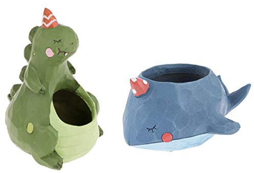 Tubayia Lot de 2 Pots de Fleurs en Forme de Dinosaure pour Maison ou Bureau