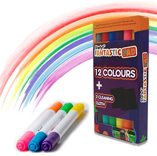 BEST DIRECT Fantastic Marqueurs Magiques (6 feutres de 12 couleurs), Nouveau lot : production 2024, Accessoire Fantastic Pad, des Cadeaux pour Enfants Qui ne salissent Pas et stimulent la créativité