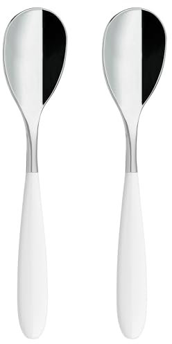 Grunwerg 2TES650W Yin & Yang Teaspoons, 18/10 Stainless Steel, White