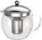 bonVIVO Glass Teapot with Infuser – 50 oz Loose Leaf Tea Maker, Heat-Resistant Borosilicate Glass & Stainless Steel, Silver Lid
