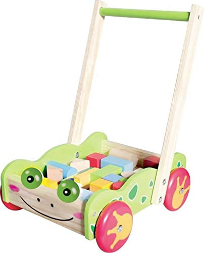 SpielMaus Holz Laufwagen mit Bauklötzen, 20 Stück