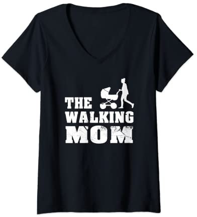Damen THE WALKING MOM - Mutter ist die Beste, Vintage T-Shirt mit V-Ausschnitt