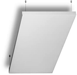 Panneau insonorisant R ROSTAGNO FIREPROOF 50x100x4 cm Marquage CE, finition en tissu. - Positionnement de suspension au plafond avec câbles réglables (BLANC)