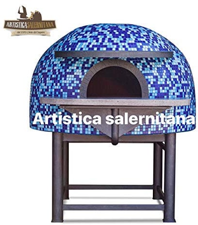 artistica salernitana Forno a Legna Napoletano per Pizzeria refrattario (Diametro Interno 150 cm, Blu)