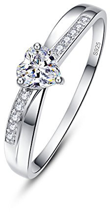 BONLAVIE - Ring Frau in Silber 925 mit Zirkoniumoxid im Herzen klassisch weiß Größe56(17.8)