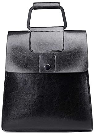 Vmokki Rucksacktasche Leder Damen 3 in 1 Rucksack Handtasche Umhängetasche Frauen Daypack Damentasche für Uni Büro Freizeit (Schwarz)