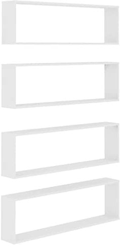 vidaXL 4X Würfelregal Wandregal Hängeregal Cube Lounge CD Regal Dekoregal Bücherregal Schweberegal Wandboard Regalwürfel Weiß 100x15x30cm Holzwerkstoff
