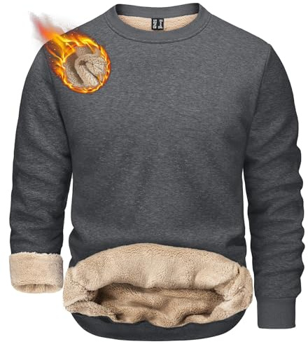 TACVASEN Herren Warme Fleece Pullover Sweatshirts Winter Langarm Shirts mit Fleecefutter