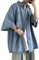 Denim Short Sleeve Shirt Men's Summer Hong Kong Style Loose Shirt Casual Versatile Neutral Half Sleeve Jacket Blue XXL