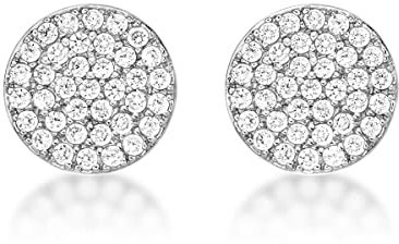 Diamond Treats Funkelnde Scheiben-Ohrringe mit Cubic Zirkonia Steinen in 925 Sterling Silber, runde Silberohrringe für Damen und Mädchen, süße Ohrstecker Silber 925