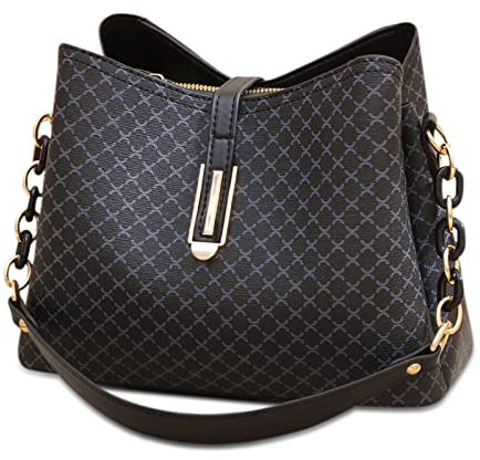 FORRICA Umhängetasche Damen Handtasche Mode Frauen Crossbody Tasche PU Leder Retro Schultertasche mit 3 Große Taschen Schwarz