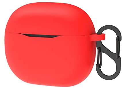 Geekria Silicone Case Cover Compatible with JBL Tune 125TWS True Wireless Earbuds, Earphones Skin Cover, Protective Carrying Case with Keychain Hook, Charging Port Accessible (Red)