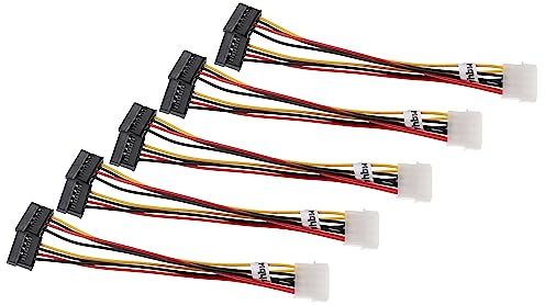 vhbw 5X Y-Stromkabel auf 2X SATA Buchse für Festplatte, Netzteil - 12 cm