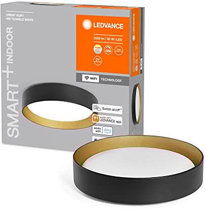 LEDVANCE SMART+ ORBIS WiFi-Deckenleuchte Kurt, 30W, 3550lm, 450mm, regulierbares Weißlicht (2700K-6500K), dimmbar, steuerbar per App, kompatibel mit Amazon, Google und Co., Schutzklasse IP20