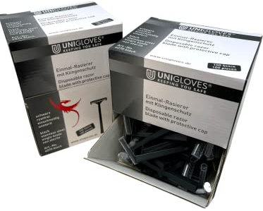 2x 100 Pezzo Unigloves Rasoi Monouso - Nero - Inkgrafix Germania - Professionale Studio - IG56887 - Rasoio Monouso Rasatura Rasoio Tatuaggio