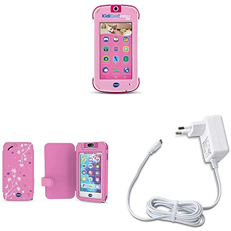 VTech KidiCom Max 3.0 Rose + Etui de Protection Rose + Chargeur USB