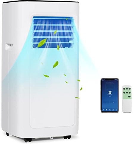 TANGZON 4-in-1 Portable Air Conditioner, 8000BTU Mobile Cooler, Dehumidifier, 2 Speeds Cooling Fan with WiFi Smart APP, Sleep Mode, 24H Timer, Remote Control, LED Display & Auto off