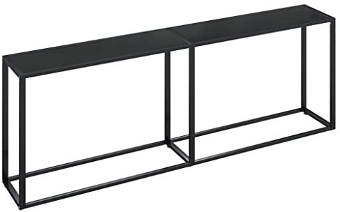 vidaXL Konsolentisch Konsole Beistelltisch Flurtisch Sideboard Ablagetisch Wandtisch Glastisch Tisch Schwarz 220x35x75,5cm Hartglas Stahl