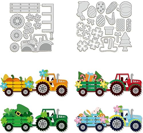 GLOBLELAND Traktor-Metallstanzformen Trakto Metallschablonen Für DIY-Scrapbooking Metall-Stanzformen Für Die Herstellung von Papierkarten Stanzformen DIY-Alben Kartenherstellung
