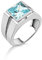 Blauer Topas-Silber-Statement-Ring Für Männer, Klarer Blauer Topas-Herren-Solitärring Für Männer, Quadratisch Geschliffener Aquamarin-Steinring Für Männer