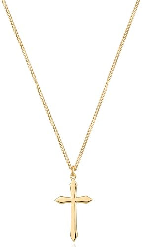 Jenosy Personalisierte Kette Damen Gold Mit Kreuz Anhänger - Zarte Halskette Hypoallergene 18K Vergoldete Modeschmuck für Frauen und Mädchen