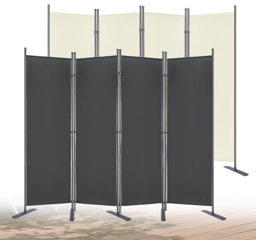 YUENFONG Paravent Raumteiler Sichtschutz 225cm x 180cm, Sichtschutzwand Trennwand Innen&Außen Stellwand, Dunkelgrau