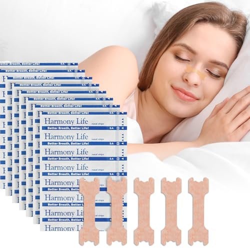 Tiras Nasales Antironquidos, Nasal Strips Deportivas, Tiras Nasales Anti Ronquidos para Dormir y Respirar Mejor Alivia La CongestióN Nasal (66 MM x 19 MM) (80Pcs - Colore pelle)