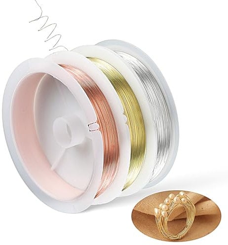 Jeffdad 3 Rollen 0.3 mm Basteldraht Dünn,17 m/Rolle Draht zum Basteln Gold Silber Kupfer Spule Schmuckdraht Biegbare Anlaufbeständiger Kupferschmuckdraht Basteln für Schmuckherstellung Bastelarbeiten