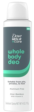 Dove Men+Care Whole Body Deo Aluminum-Free Deodorant Spray Aloe + Bamboo Suitable from Pits, Privates, to Feet 4 oz