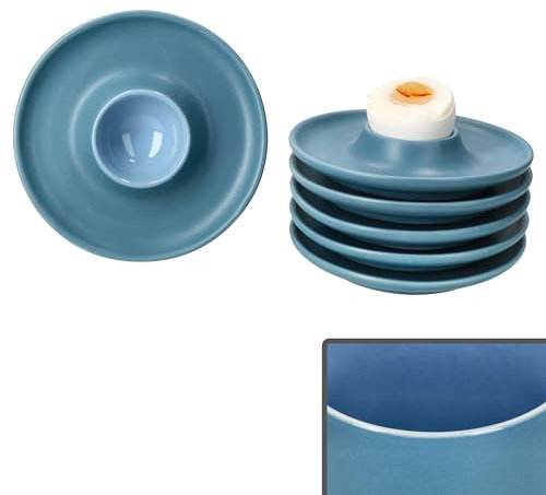 Ritzenhoff & Breker Jasper Lot de 6 coquetiers avec plateau bleu océan I 6 personnes I Diamètre 12,5 cm I Coquetiers ronds pour œufs de petit-déjeuner I Coquetiers plats pour brunch et buffet